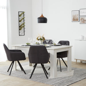 Polsterstuhl Leinen Anthrazit | 4er Set | mit Armlehnen | Küche Esszimmer Büro