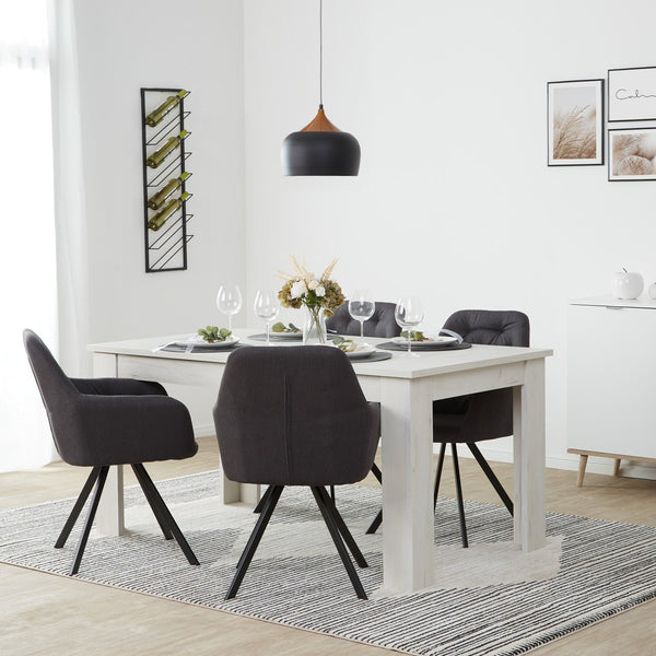 Polsterstuhl Leinen Anthrazit | 4er Set | mit Armlehnen | Küche Esszimmer Büro