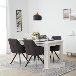 Polsterstuhl Leinen Anthrazit | 4er Set | mit Armlehnen | Küche Esszimmer Büro