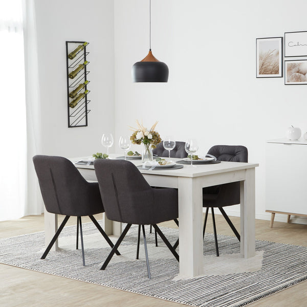 Polsterstuhl Leinen Anthrazit | 4er Set | mit Armlehnen | Küche Esszimmer Büro