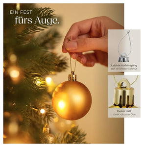24er Set Weihnachtskugeln weiss/gold
