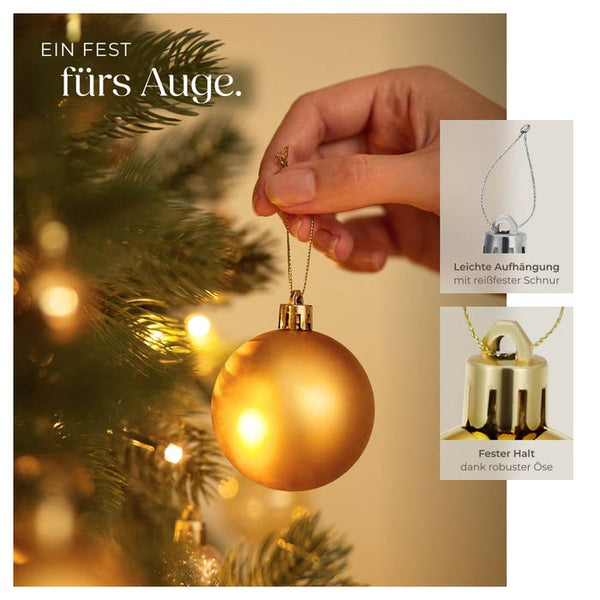24er Set Weihnachtskugeln weiss/gold