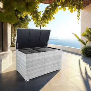 Auflagenbox mit Aluminiumgestell Oslo, 145x82,5x79,5cm - hellgrau