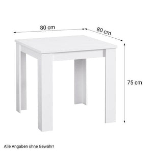 Essgruppe mit 2 Stühlen Esstisch Weiss 80x80 cm Esszimmertisch Holz Massiv Polsterstühle Samt Grau