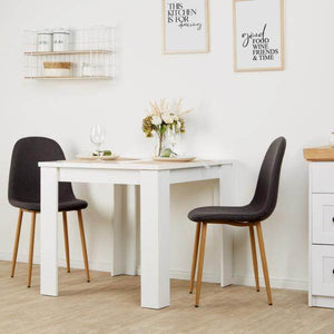 Essgruppe mit 2 Stühlen Esstisch Weiss 80x80 cm Esszimmertisch Holz Massiv Polsterstühle Anthrazit