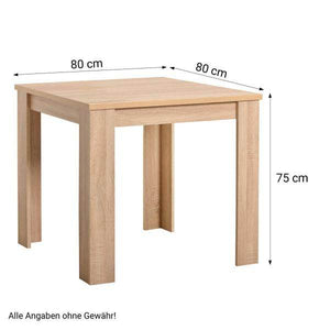 Essgruppe mit 2 Stühlen Esstisch 80x80 cm Esszimmertisch Holz Natur Massiv Polsterstühle Anthrazit