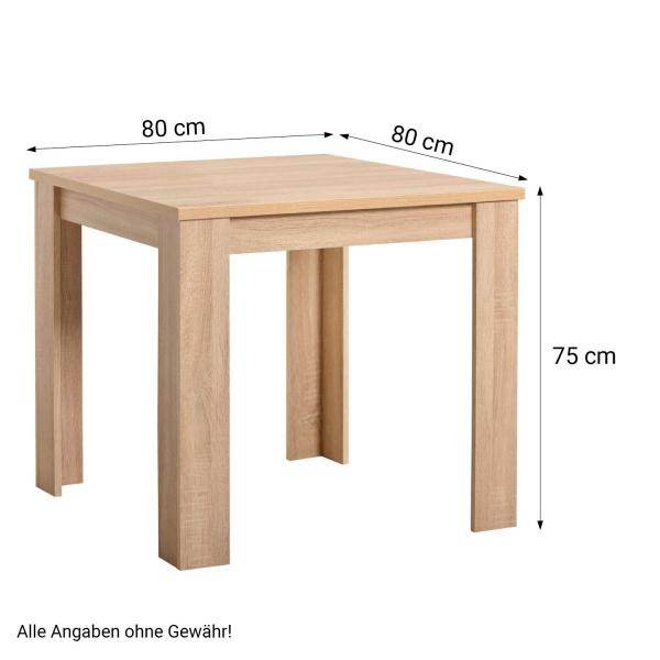 Essgruppe mit 2 Stühlen Esstisch 80x80 cm Esszimmertisch Holz Natur Massiv Polsterstühle Anthrazit