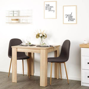 Essgruppe mit 2 Stühlen Esstisch 80x80 cm Esszimmertisch Holz Natur Massiv Polsterstühle Anthrazit