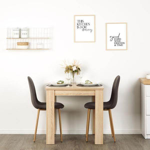 Essgruppe mit 2 Stühlen Esstisch 80x80 cm Esszimmertisch Holz Natur Massiv Polsterstühle Anthrazit
