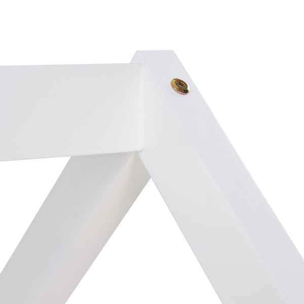 Kinderbett 90x200 cm Weiss | Hausbett mit Rausfallschutz | Montessori | Einzelbett | mit Lattenrost | Holz