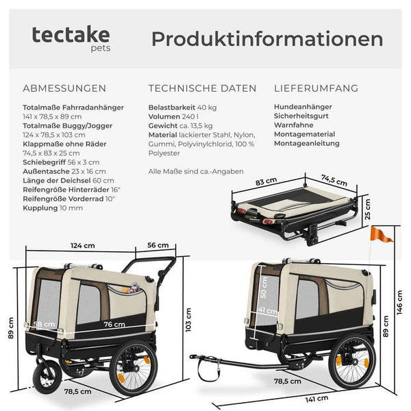 Hundeanhänger WoofRider beige