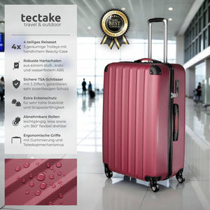 Hartschalenkoffer und Beauty-Case Set 4-tlg. Weinrot
