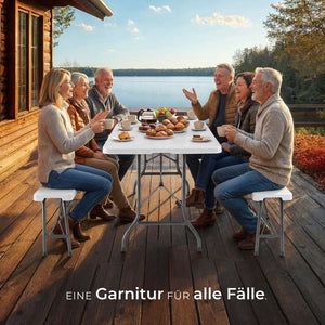 Campingtischgarnitur klappbar weiss