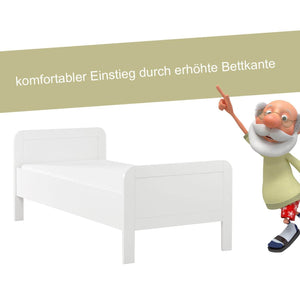 Holzbett 90x200 cm Höhenverstellbar Weiss Eiche