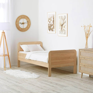 Komfortbett 90x200 mit Lattenrost Seniorenbett Höhenverstellbar Holzbett Eiche