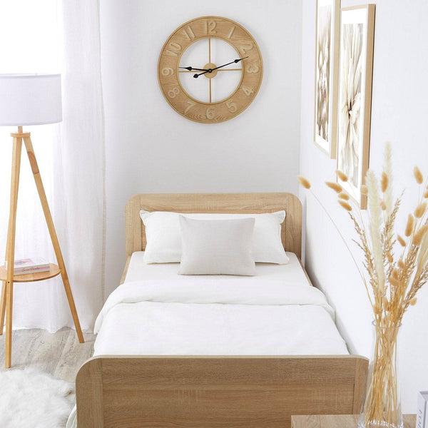 Komfortbett 90x200 mit Lattenrost Seniorenbett Höhenverstellbar Holzbett Eiche