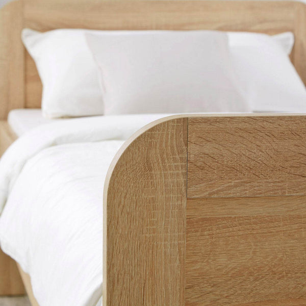 Komfortbett 90x200 mit Lattenrost Seniorenbett Höhenverstellbar Holzbett Eiche