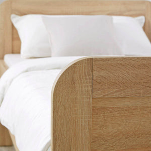 Holzbett 90x200 cm Höhenverstellbar Natur Eiche