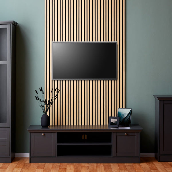 Akustikpaneele Wandpaneele 60 x 120 cm Natur Eiche Holz 3D Leisten