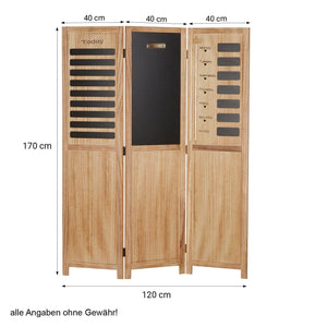 Paravent Raumteiler 3 teilig Tafel Natur