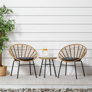 Set Balkonmöbel Poly Rattan Natur Garten Lounge Set 2 Rattanmöbel