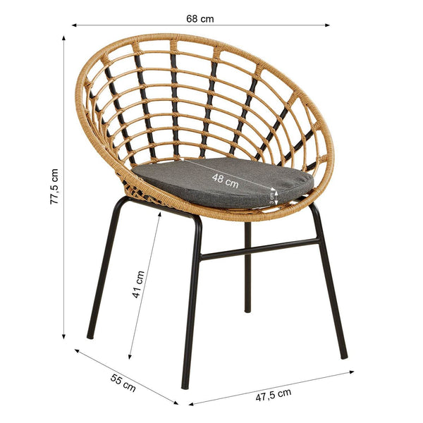 Set Balkonmöbel Poly Rattan Natur Garten Lounge Set 2 Rattanmöbel