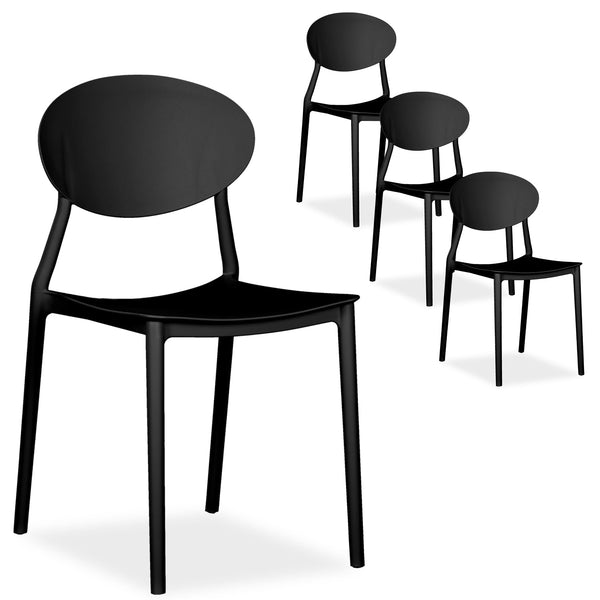 Gartenstuhl 4er Set Schwarz Stühle Küchenstühle Kunststoff Stapelstühle