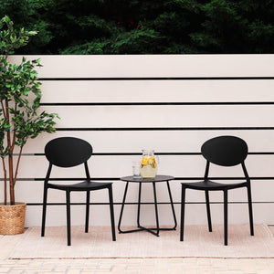 Gartenstuhl 4er Set Schwarz Stühle Küchenstühle Kunststoff Stapelstühle