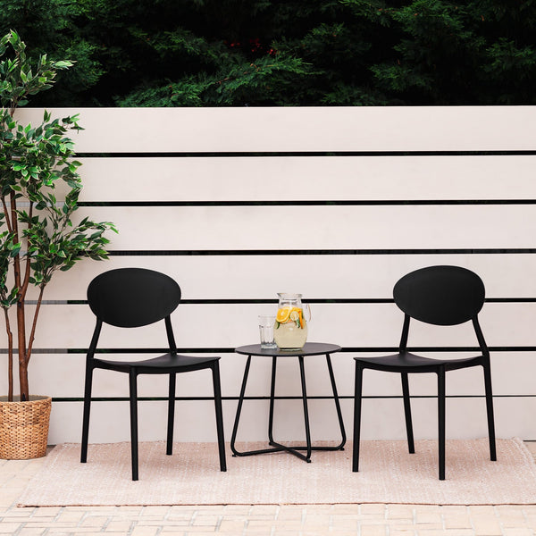 Gartenstuhl 4er Set Schwarz Stühle Küchenstühle Kunststoff Stapelstühle