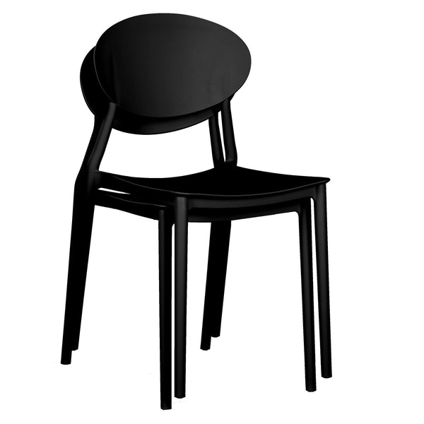 Gartenstuhl 4er Set Schwarz Stühle Küchenstühle Kunststoff Stapelstühle