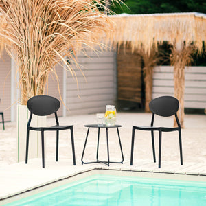 Gartenstuhl 4er Set Schwarz Stühle Küchenstühle Kunststoff Stapelstühle