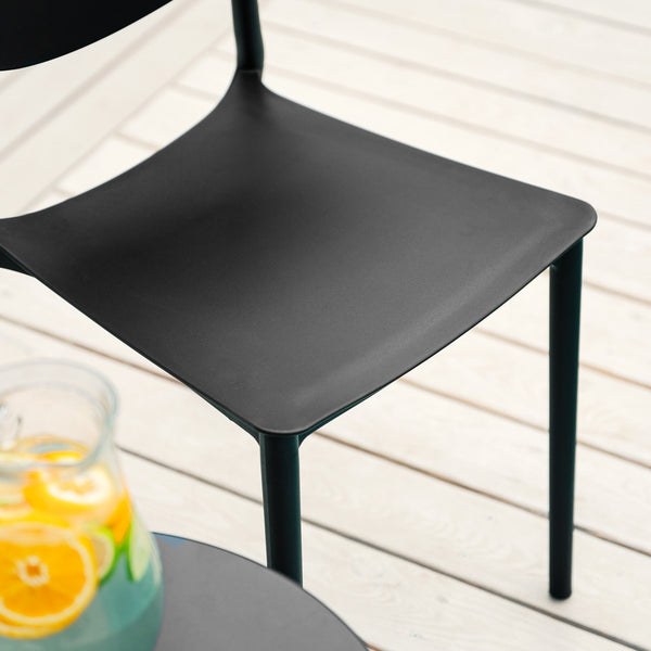 Gartenstuhl 4er Set Schwarz Stühle Küchenstühle Kunststoff Stapelstühle