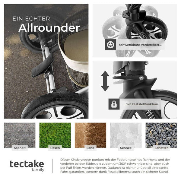 Poussette combinée Mats, gris/beige 