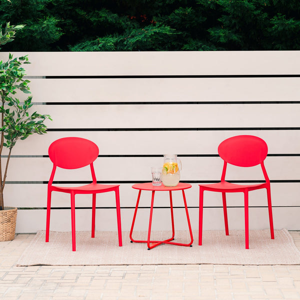 Gartenstuhl 4er Set RotStühle Küchenstühle Kunststoff Stapelstühle Balkonstuhl