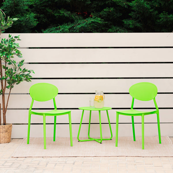 Gartenstuhl 4er Set Grün Kunststoff Stapelstühle Balkonstuhl