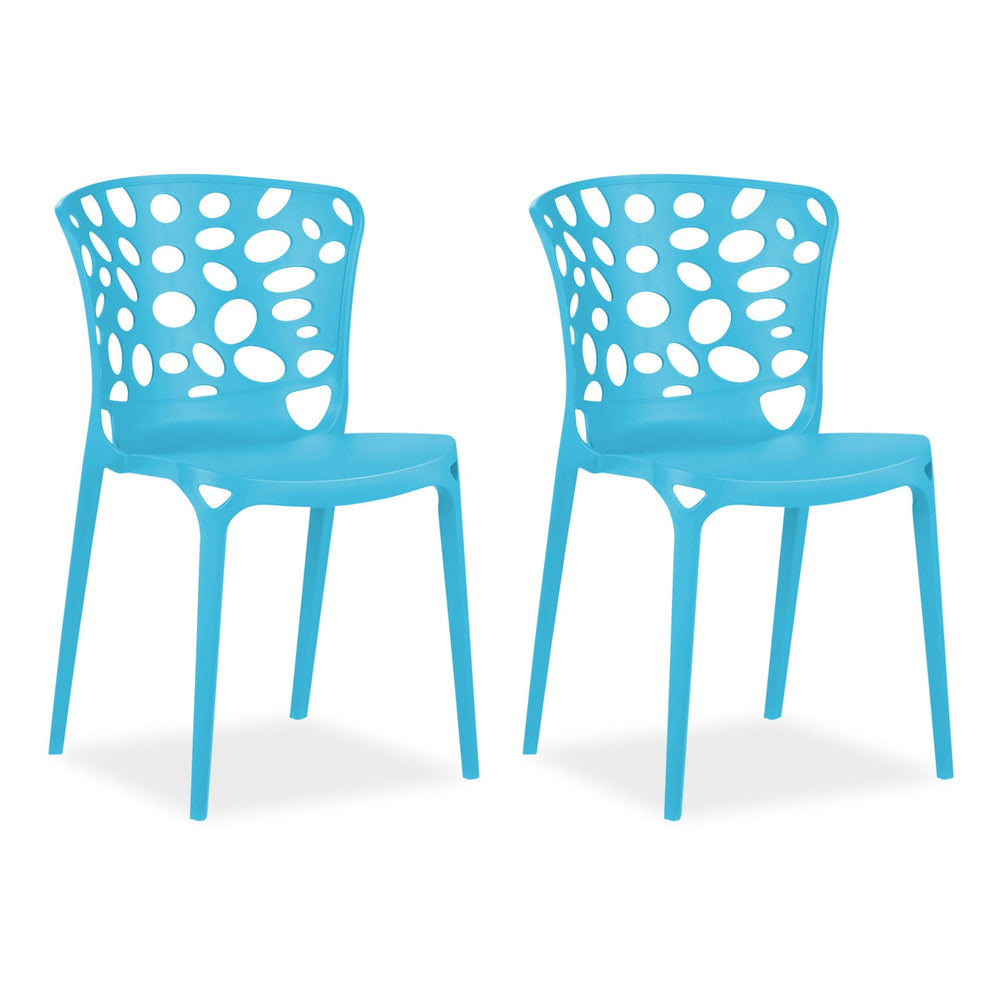 Gartenstuhl 2er Set Modern Blau Kunststoff Stapelstühle