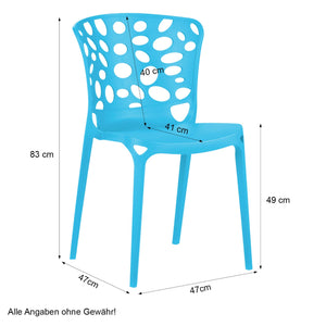 Gartenstuhl 2er Set Modern Blau Kunststoff Stapelstühle