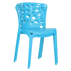 Gartenstuhl 2er Set Modern Blau Kunststoff Stapelstühle