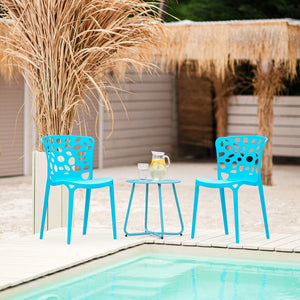 Gartenstuhl 2er Set Modern Blau Kunststoff Stapelstühle