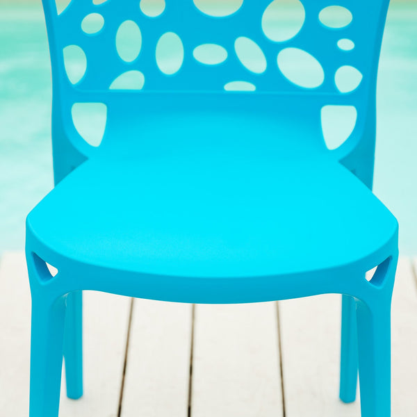 Gartenstuhl 2er Set Modern Blau Kunststoff Stapelstühle