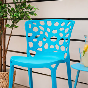 Gartenstuhl 4er Set Modern Blau Kunststoff Stapelstühle