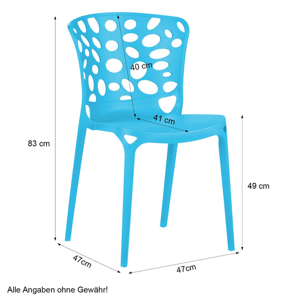 Gartenstuhl 4er Set Modern Blau Kunststoff Stapelstühle