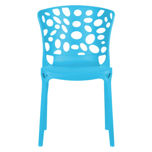 Gartenstuhl 4er Set Modern Blau Kunststoff Stapelstühle