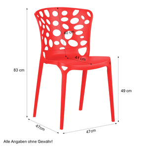 Gartenstuhl 2er Set Modern Rot Kunststoff Stapelstühle
