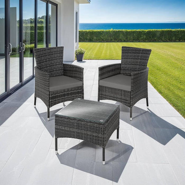 Rattan Gartenset Luzern 2+1 grau