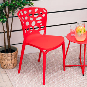 Gartenstuhl 4er Set Modern Rot Kunststoff Stapelstühle