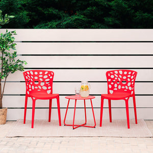 Gartenstuhl 4er Set Modern Rot Kunststoff Stapelstühle