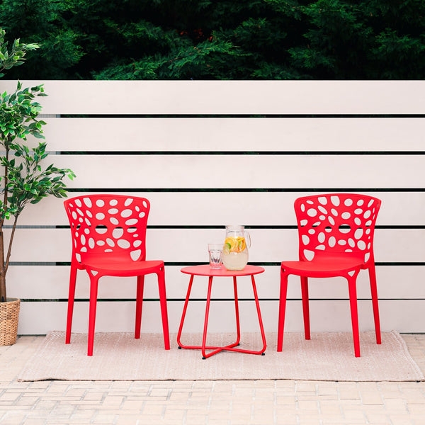 Gartenstuhl 4er Set Modern Rot Kunststoff Stapelstühle