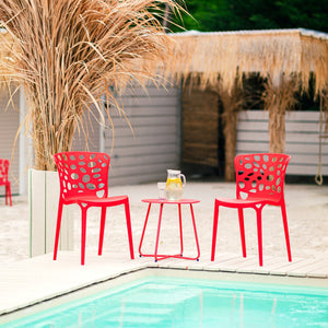 Gartenstuhl 4er Set Modern Rot Kunststoff Stapelstühle