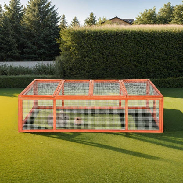 Kaninchenstall mit 4 Türen 181x90x48cm braun